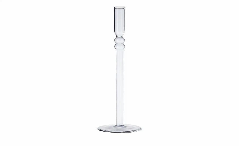 HOME STORY Kerzenständer   ¦ blau ¦ Glas ¦ Maße (cm): H: 28  Ø: 10 Accessoi günstig online kaufen
