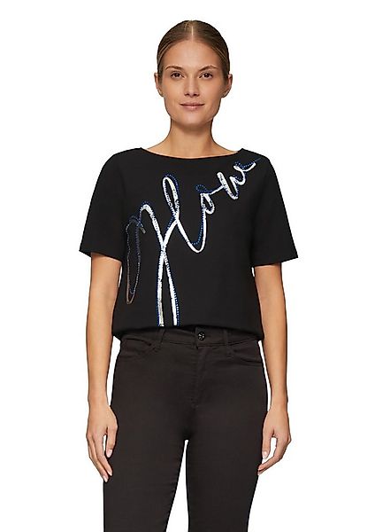 s.Oliver Kurzarmshirt T-Shirt T-Shirt mit Metallic-Print und Schmucksteinen günstig online kaufen