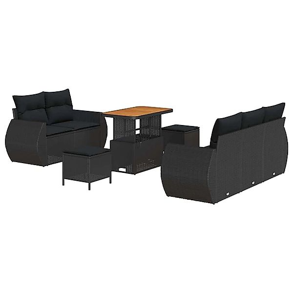 vidaXL Garten-Sofa-Set 8-Tlg Schwarz Poly Rattan 3361819 günstig online kaufen