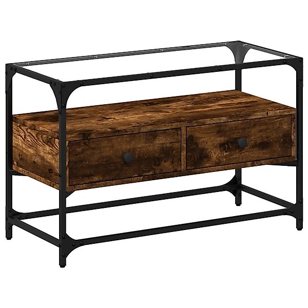 vidaXL TV-Schrank mit Glasplatte Räuchereiche 80x35x51cm Holzwerkstoff 8460 günstig online kaufen