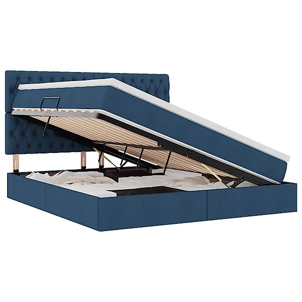 vidaXL Stauraumbett mit Matratze Blau 160 x 200 cm Kunstleder 3371858 günstig online kaufen