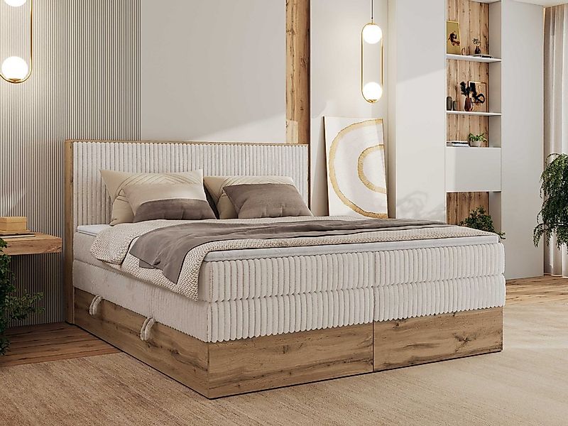 MKS MÖBEL Boxspringbett WOOD CLASSIC KING (Packung, Set, Topper T25/Visco, günstig online kaufen