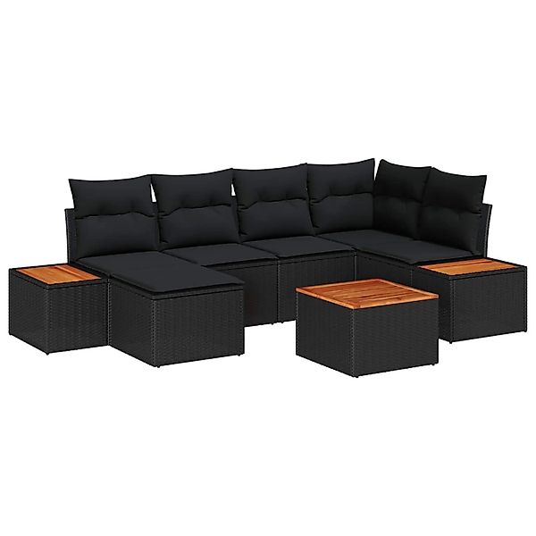 vidaXL Gartensofa-Set mit Kissen mit Speicher 7 Stk Schwarz Polyrattan 3356 günstig online kaufen