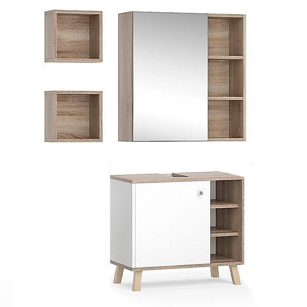 Vicco Badmöbel-Set Senyo, Weiß/Sonoma, 3 Teile, günstig online kaufen