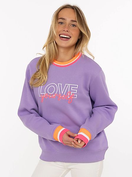 Zwillingsherz Hoodie ""Love Yourself"", Rundhals, gestreifte Neon-Bündchen, günstig online kaufen