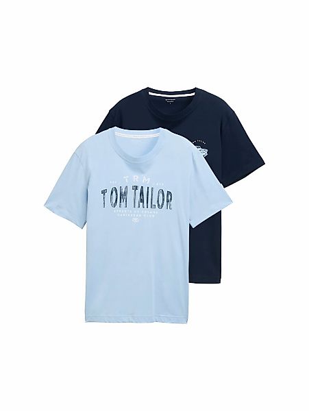TOM TAILOR T-Shirt, (Packung, 2 tlg.), mit Frontprint günstig online kaufen