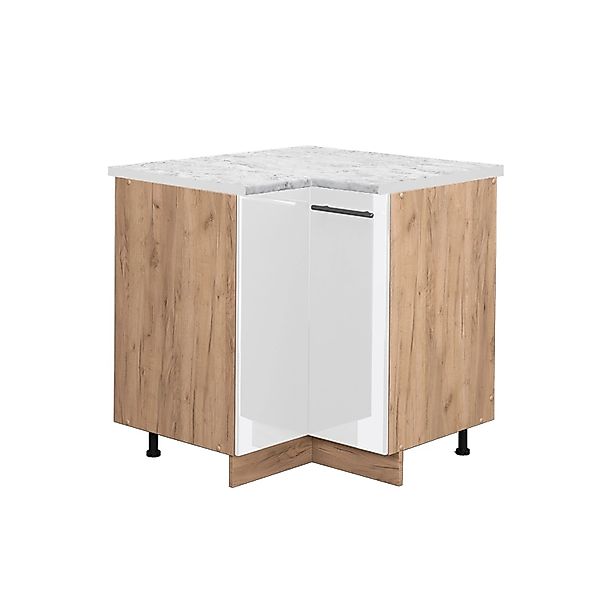 Vicco Eckunterschrank Fame-Line Weiß Hochglanz/Goldkraft Eiche 81 cm AP Mar günstig online kaufen