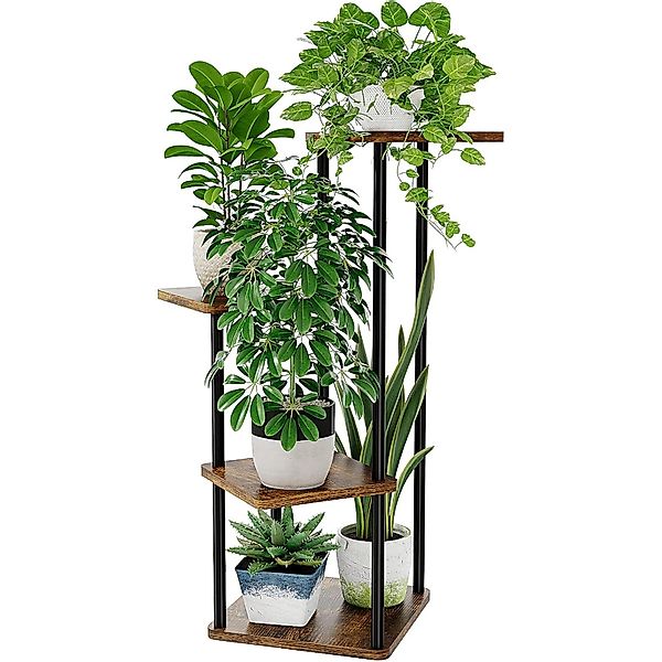 zggzerg Blumenständer Pflanzenständer Metall Schwarz Pflanzenregal günstig online kaufen
