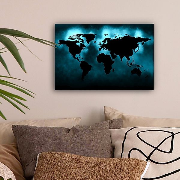 OneMillionCanvasses® Leinwandbild Weltkarte - Schwarz - günstig online kaufen