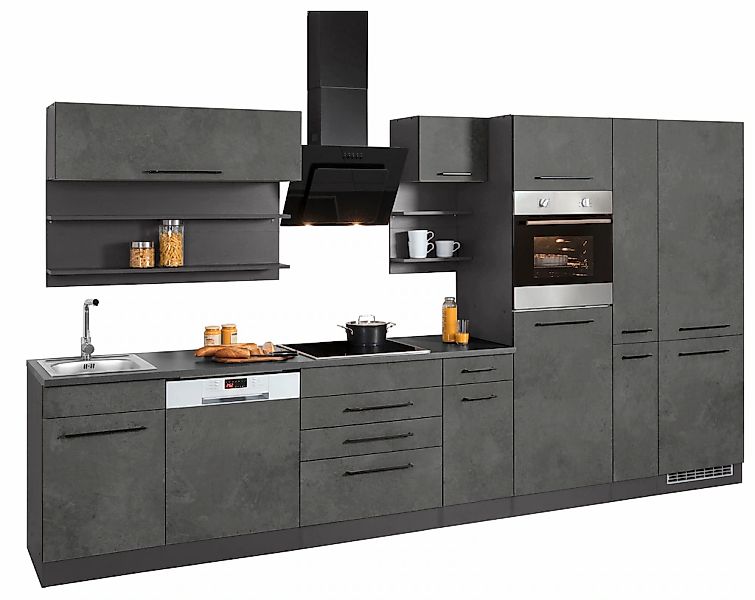 KOCHSTATION Küchenzeile "KS-Tulsa" mit E-Geräten, Breite 360 cm, schwarze M günstig online kaufen