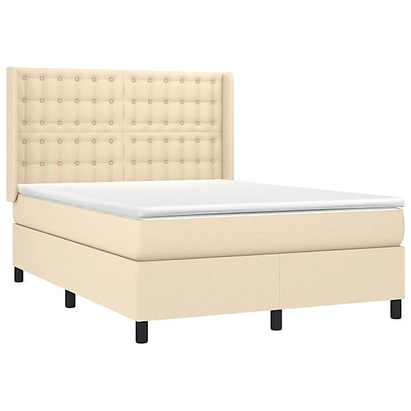 vidaXL Boxspringbett mit Matratze & LED Creme 140x190 cm Stoff 3138634 günstig online kaufen