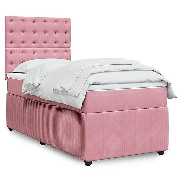 vidaXL Boxspringbett, Boxspringbett mit Matratze Rosa 90x190 cm Samt günstig online kaufen