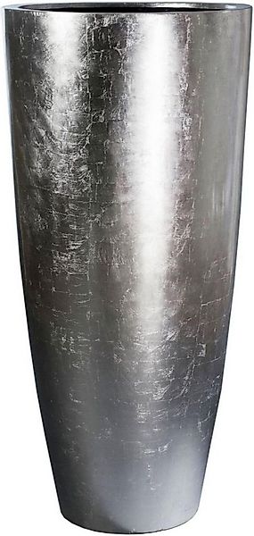 VIVANNO Pflanzkübel Fiberglas CITY Rund - Blattsilber Blattoptik Hochglanz günstig online kaufen