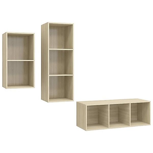 furnicato TV-Schrank 3-tlg. TV-Schrank-Set Sonoma-Eiche Holzwerkstoff (1-St günstig online kaufen