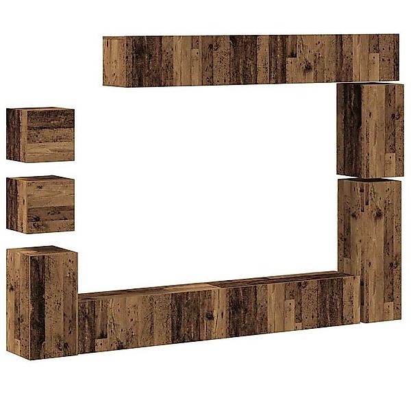 vidaXL TV-Schrank 9-tlg. TV-Schrank-Set Wandmontage Altholz-Optik Holzwerks günstig online kaufen