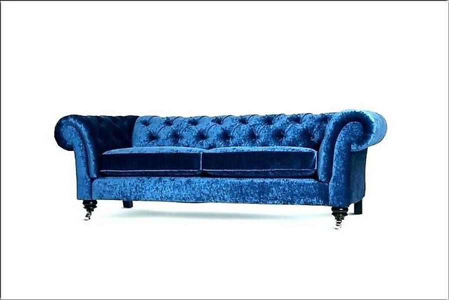 Xlmoebel Sofa Dreisitzer Designer-Samtsofa in Blau mit Chesterfield-Stil au günstig online kaufen