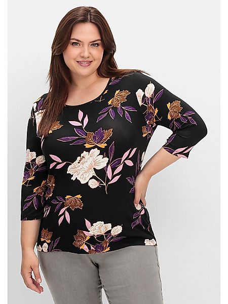 Sheego 3/4-Arm-Shirt Große Größen mit Blumenprint, günstig online kaufen