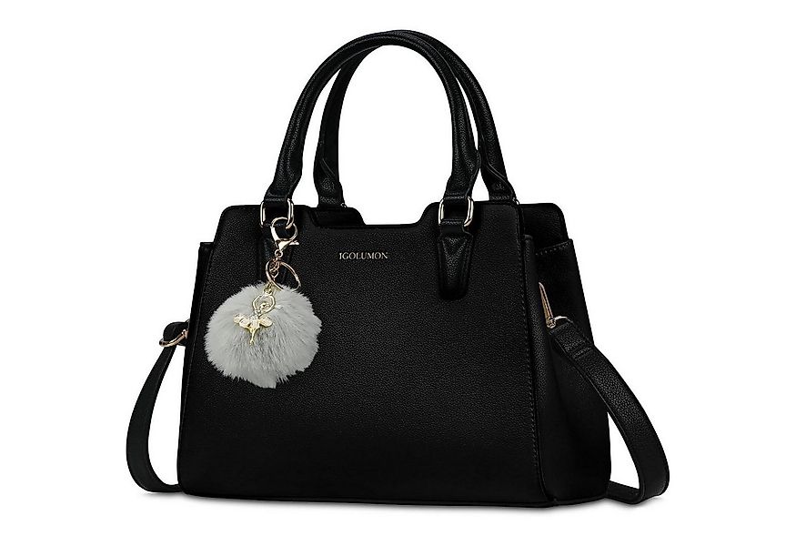 LuxusKollektion Handtasche Damen Handtasche Schwarz Mittelgroß Leder Henkel günstig online kaufen