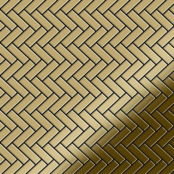 ALLOY Mosaik Fliese Massiv Metall Titan Hochglanz Gold 1,6mm Herringbone-ti günstig online kaufen