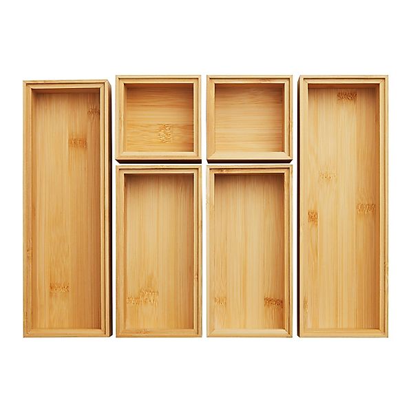 SOTECH 6-Teiliges ORGA-BOX Bambus Schubladen Ordnungssystem Stapelbar Geölt günstig online kaufen