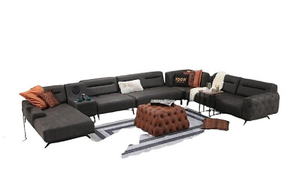 Xlmoebel Ecksofa Großes graues Stoffsofa in U-Form mit Eckgarnitur, 1 Teile günstig online kaufen