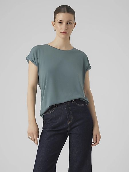 Vero Moda Rundhalsshirt "VMAVA PLAIN SS TOP GAJRS NOOS" Materialmix, regula günstig online kaufen