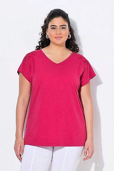 Ulla Popken T-Shirt T-Shirt Palmen Oversized V-Ausschnitt Halbarm günstig online kaufen