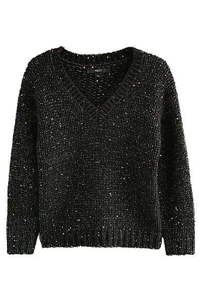 Next V-Ausschnitt-Pullover Grobstrickpullover mit Pailletten und V-Ausschni günstig online kaufen