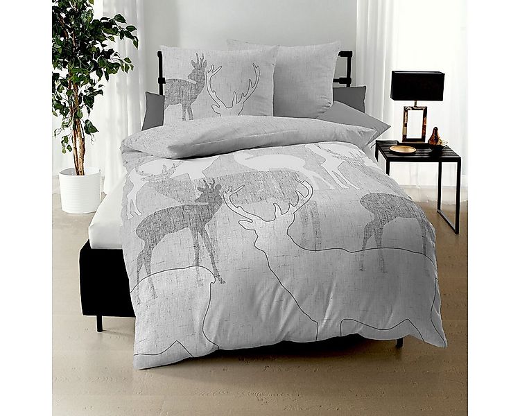 TRAUMSCHLAF Bettwäsche Hirsche, Biber, 2 teilig, wunderbar kuschelige Biber günstig online kaufen