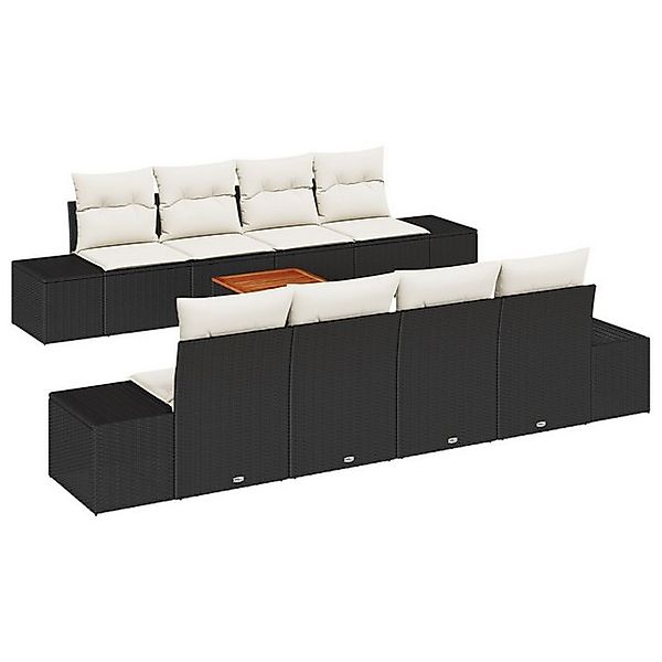 vidaXL Loungesofa 7-teiliges Garten Sofa Set mit Kissen Schwarz Poly Rattan günstig online kaufen