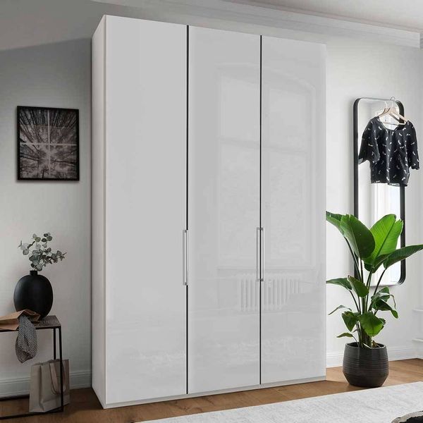 Hochwertiger Kleiderschrank in Weiß Front glasbeschichtet günstig online kaufen