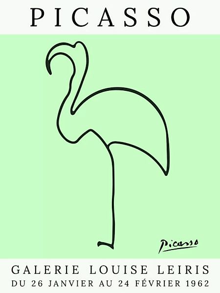 Poster / Leinwandbild - Picasso Flamingo – Grün günstig online kaufen