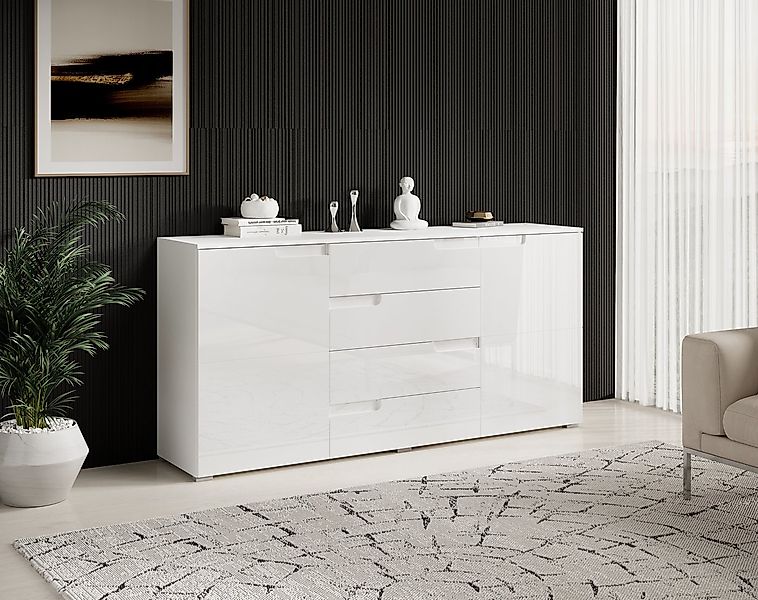 HBZ Sideboard Spice weiß Hochglanz, Wohnzimmerschrank BxHxT 165x80x40 cm (1 günstig online kaufen