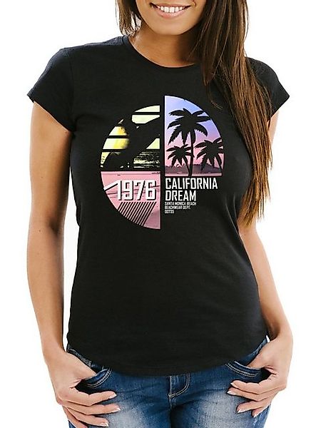 MoonWorks Print-Shirt Damen T-Shirt California Surfing Slim Fit mit Print günstig online kaufen