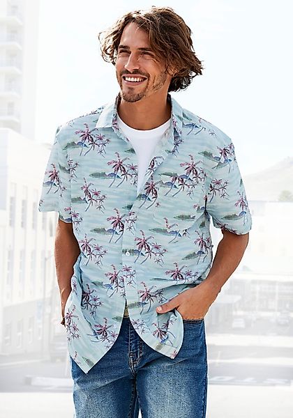 Beachtime Hawaiihemd "Regular fit", Kurzarm, Freizeithemd mit Palmenprint, günstig online kaufen