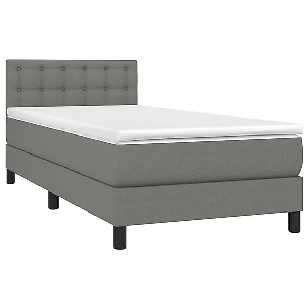 vidaXL Boxspringbett mit Matratze & LED Dunkelgrau 100x200 cm Stoff 3133454 günstig online kaufen