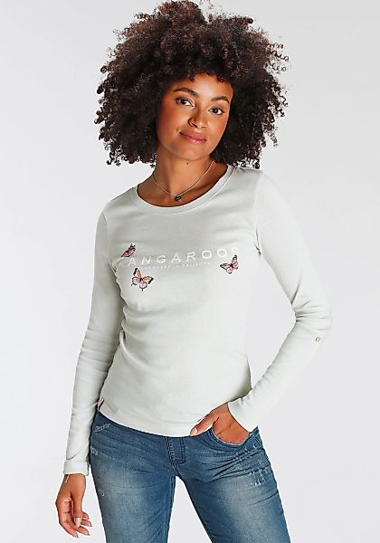 KangaROOS Langarmshirt krempelbare Ärmel, sehr figurbetonter günstig online kaufen