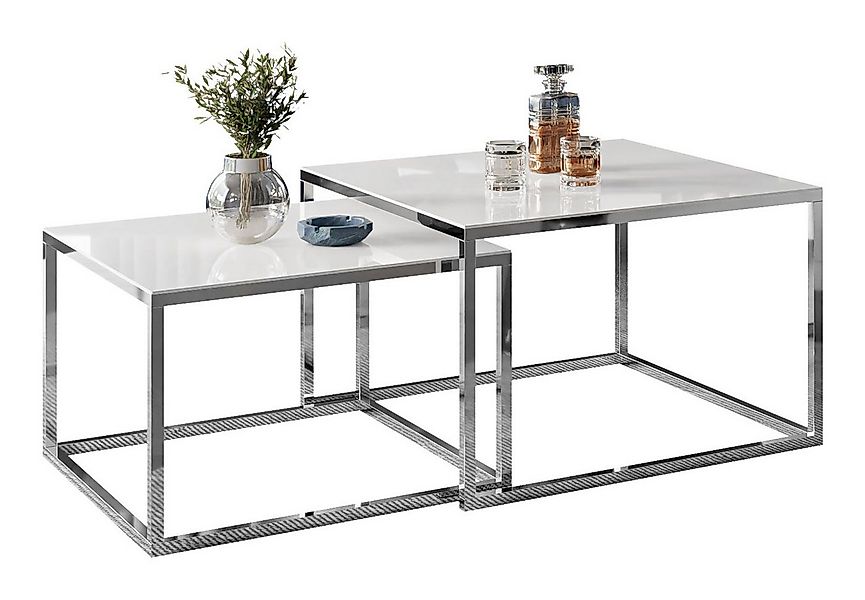Lookway Couchtisch YOSHI GLASS 2in1 Chromgestell mit Glassplatte (2er-Set), günstig online kaufen