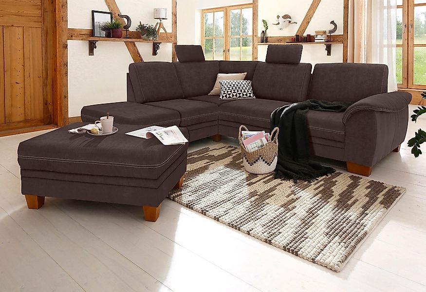 Home affaire Ecksofa »Husum L-Form«, mit Sitztiefenverstellung, Federkern-P günstig online kaufen