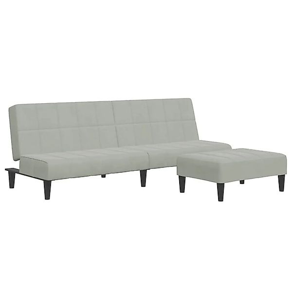 vidaXL Schlafsofa 2-Sitzer mit Fußhocker Hellgrau Samt 3258127 günstig online kaufen