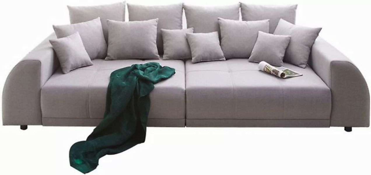 DELIFE Big-Sofa Violetta, Grau 310x135 cm abgesteppt inklusive 12 Kissen Bi günstig online kaufen