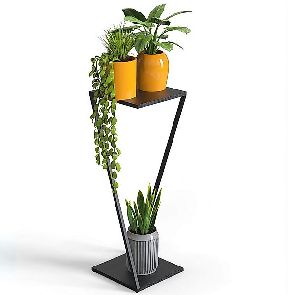 DanDiBo Blumenständer Metall Schwarz Eckig 80 cm Z-Form 96641 Pflanzenständ günstig online kaufen