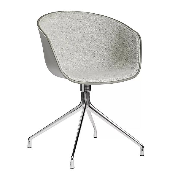 HAY - About a Chair 20 Drehstuhl gepolstert Fuß poliert - grau/hellgrau/Sto günstig online kaufen