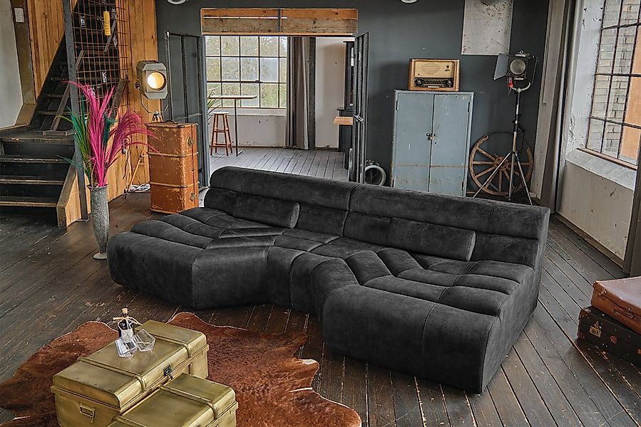KAWOLA Big-Sofa TARA, Sofa Couch Velvet Vintage verschiedene Farben 286x143 günstig online kaufen