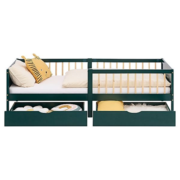 Homestyle4u Holzbett 90x200 Kinderbett 2 Bettkästen günstig online kaufen