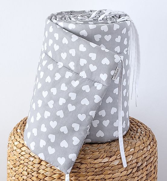 Loolay Bettnestchen GRAU WEIß Baumwolle BETTUMRANDUNG Babybett 420, 360, 21 günstig online kaufen