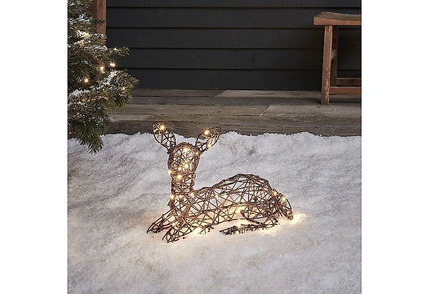 Lights4fun LED-Dekofigur Liegendes LED-Rentier Rehkitz Studley, Weihnachtsb günstig online kaufen