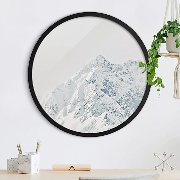 Rundes Gerahmtes Bild Weiße Berge günstig online kaufen