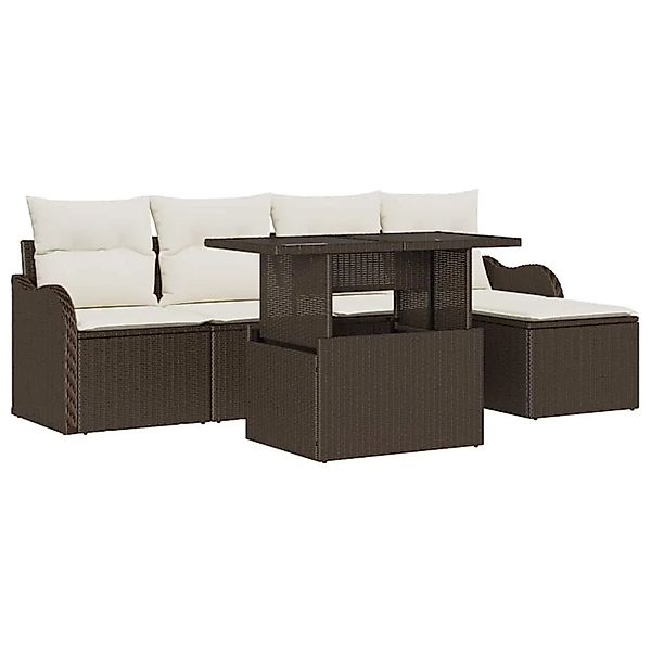 vidaXL Gartensofa-Set mit Kissen 6 Stk Braun Polyrattan 3357181 günstig online kaufen
