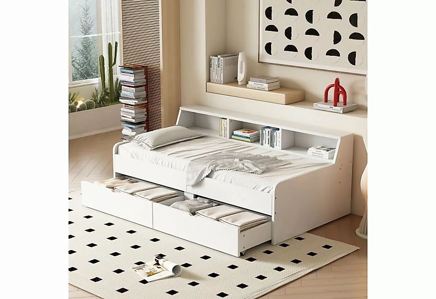 REDOM Kinderbett Holzbett, einzeln, mit zwei Schubladen, mit Staufach (90*2 günstig online kaufen